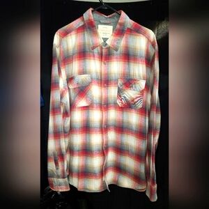EUC Weatherproof Red and Grey Plaid Button Down Shirt
